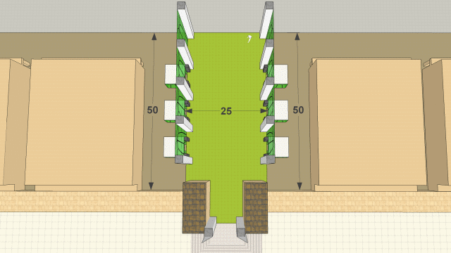 The Third Temple: the size of the porch of the south gate.