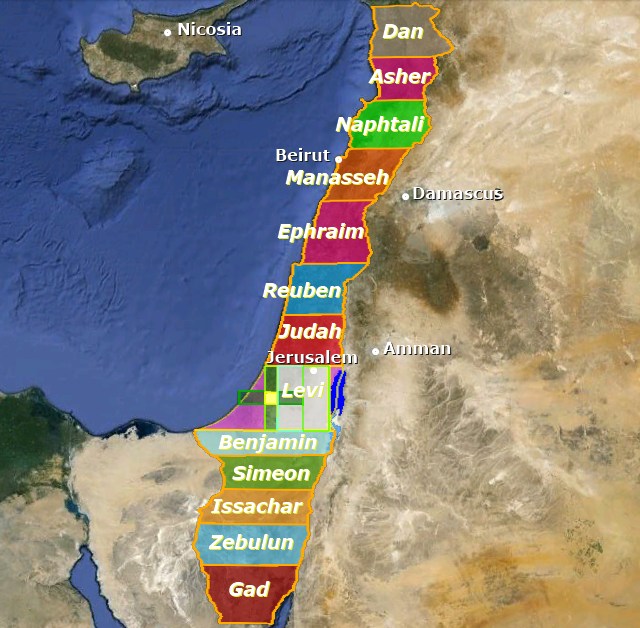 Israel. Map of Israel. Ezekiel, 48.